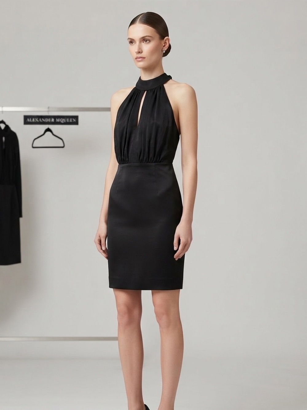 Alexander McQueen Black Halter Neck Cocktail Dress Size IT 40 / US 4